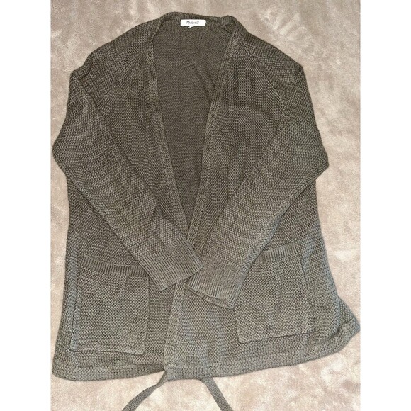 Madewell Sweaters - Madewell Womens Palisades Open Knit Cardigan Size S Green Lightweight Drawstring
